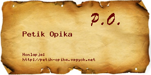 Petik Opika névjegykártya